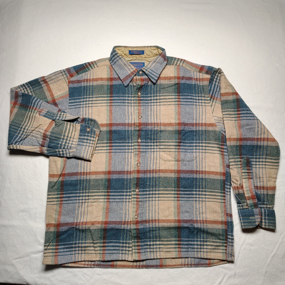 Pendleton Multicolor Plaid Button-Down Shirt - Cream, Blue, Green, Rust